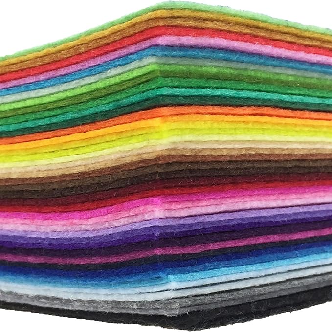 42pcs Felt Fabric Sheet Assorted Color Felt Pack DIY Craft Squares Nonwoven (25 * 25cm)