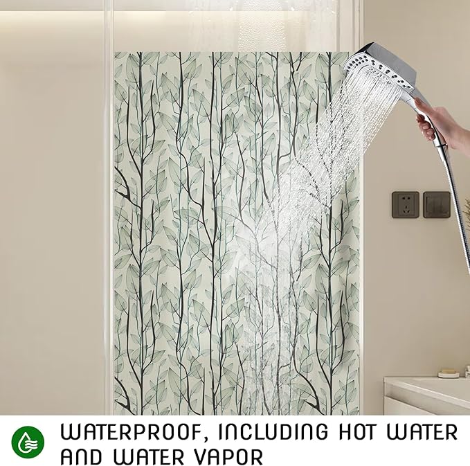 DKTIE Window Film Privacy with Installation Tools, Decorative Stained Glass Window Clings for Home, Static Cling Window Sticker for Front Door, Bathroom, Glass Door (Dark Green, 17.7'' x 78.7'')