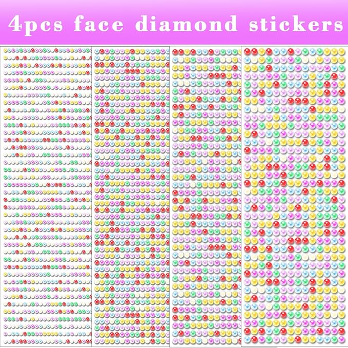 1799 Pcs 4 Sheets Pearl Stickers 3/4/5/6 mm Self Adhesive Rhinestones Gems for Face Eyes Makeup Hair Body (Color_pearl-3/4/5/6mm)