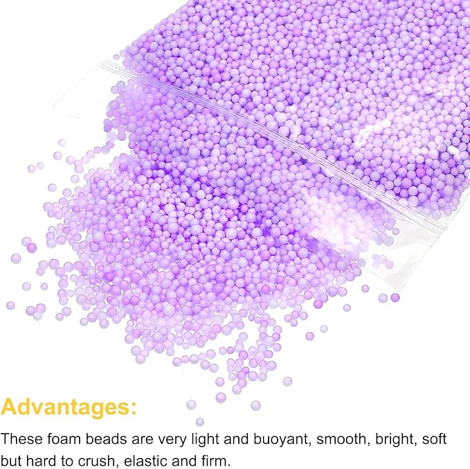 MECCANIXITY Foam Beads Foam Balls 2-3mm for Wedding and Party Decorations, Tiny Packing Balls, Arts DIY Crafts Supplies (Purple,1 Pack Approx 8000pcs)
