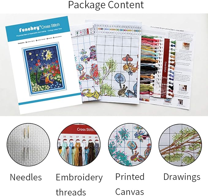 Funchey Stamped Cross Stitch Kits, DIY Cross Stitch Pattern for Adults Beginners Needlepoint Kits Embroidery Kit Arts and Crafts 11CT-Colorful Lotus Dragonfly 16x20 inch
