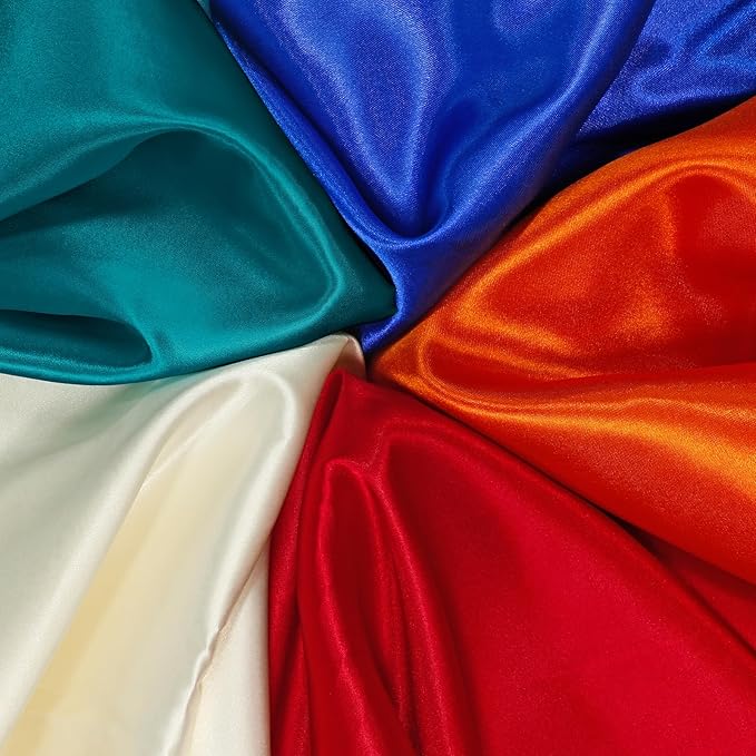RUDONG M Teal Satin Fabric by The Yard, 1 Yard x 60 Inch Wide Silky Charmeuse Satin Fabric, Soft Satin Fabric for Wedding Decorations, Bridal Dress, Sewing, Accessories, DIY Crafts