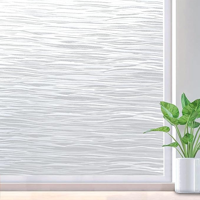 rabbitgoo Window Privacy Film Frosted Glass Film Removable Vinyl Door Coverings UV Blocking Decorative Static Cling Non-Adhesive Window Clings Sticker for Home Decor, 11.8 x 118.1 Inches