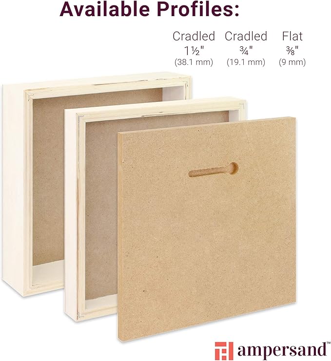 Ampersand Art Supply Wood Gesso Art Painting Panel: Canvas Texture, 1.5 Inch Cradle, 8" x 10"