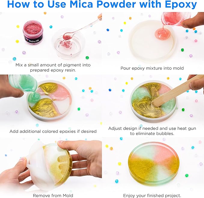 Rolio Premium Mica Powder - Cyan Rock Candy (50G / 1.76oz) - 1 Jar of Blue Pigment Powder for Epoxy Resin, Dye, Soap Making, Nail Polish, Paint, Candle Making, Bath Bombs, Slime