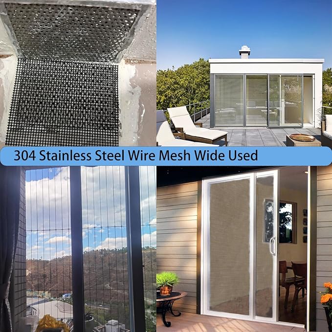 304 Stainless Steel Mesh Screen, 14 Mesh 304 Stainless Steel Security Screen, PVC Coated Heavy Duty 47inch x 118 inch Wire Mesh Window Screen Hardware Cloth Sturdy Metal Mesh Door Security Screen Mesh