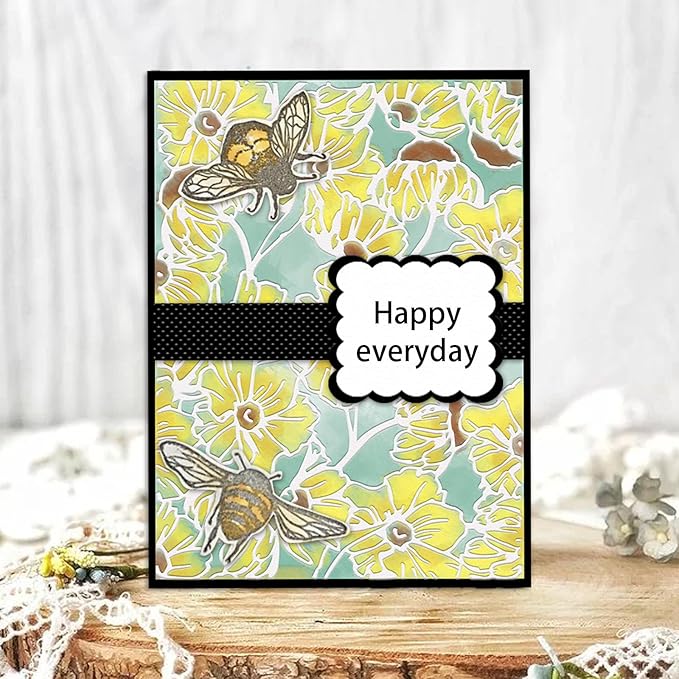 Daisy Flower Background Embossing Folder, Plastic Textured Impressions Chrysanthemum Embossing Folder Template for Card Making Summer Spring Scrapbooking Paper Craft Album Stamps DIY Décor