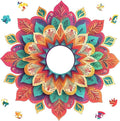 Wooden Puzzles for Adults 500 Pieces, Hollow Mandala Jigsaw Puzzles, Unique Design Color Challenge Adult Puzzles for Family Game Gift, Home Decor, 17.6x16.7 inch