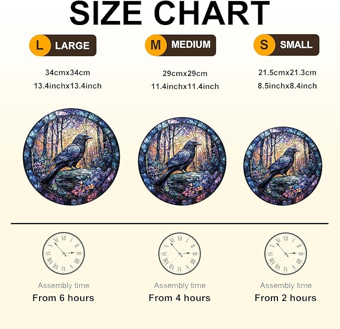 Wooden Puzzles for Adults, Wooden Jigsaw Puzzles, Exquisite Raven Puzzle, Gifts for Family or Friends for Any Holiday.（13.4 * 13.4 in 300pcs）