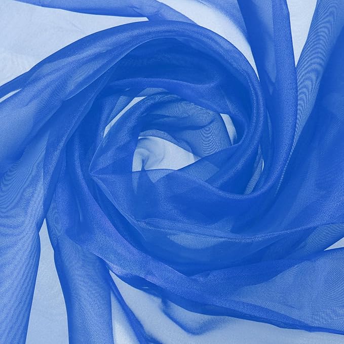 MECCANIXITY Iridescent Sheer Organza Fabric, 2 Yards x 59 Inches Solid Holographic Shiny Fabric Organza Cloth for Wedding, Curtains, Costume, Photo Background, Sapphire Blue