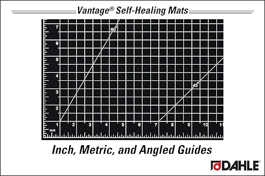 Dahle Vantage 10672 Premium Self-Healing Cutting Mat, 18"x24", 1/2" Grid, 5 Layers for Max Healing, Perfect for Crafts & Sewing, Black
