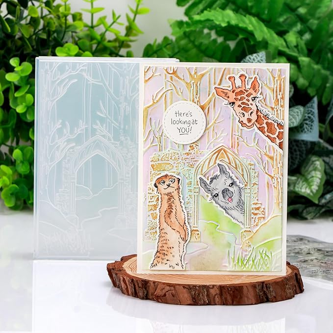 BAOFALI 3D Embossing Folder for Card Making, Deep Forest, Castle Plastic Texture Fades Embossing Folder Template for Scrapbooking Cardstock Album DIY Decoration Paper Crafting 6.3x4.5inch