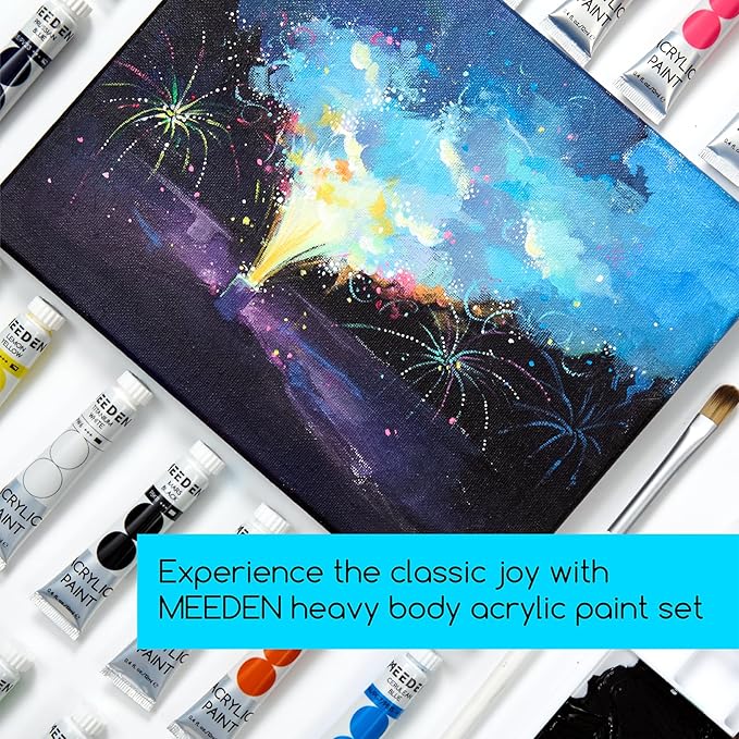 MEEDEN Beginners Acrylic Paint Set: 24 Colors 12ml/0.41 fl oz Heavy Body Art Craft Paints - Non-Toxic Rich Pigment Hobbists Halloween Pumpkin Painting for Kids Adults on Canvas Wood Fabric