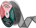 Mandala Crafts Gray Burlap Wired Ribbon 1 Inches Wide Jute Ribbons for Crafts - 10 Yds Roll Rustic Burlap Wrap Trim Ribbons for Wreaths Bows Party Decoration