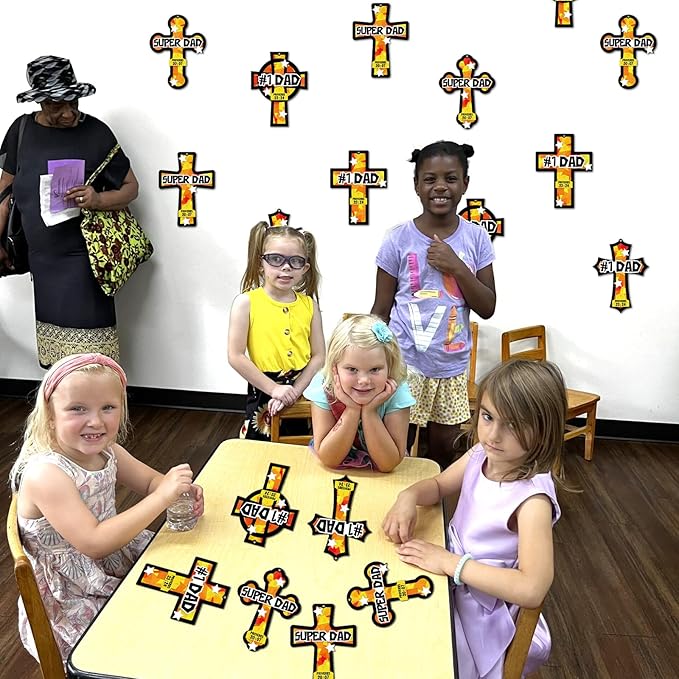 36PCS Fathers Day Crafts Bulk: Father's Religious Paper Suncatchers, Christian Sunday School Classroom Activity DIY Kits Gifts Decorations, Window Stained Glass Effect Art Supplies