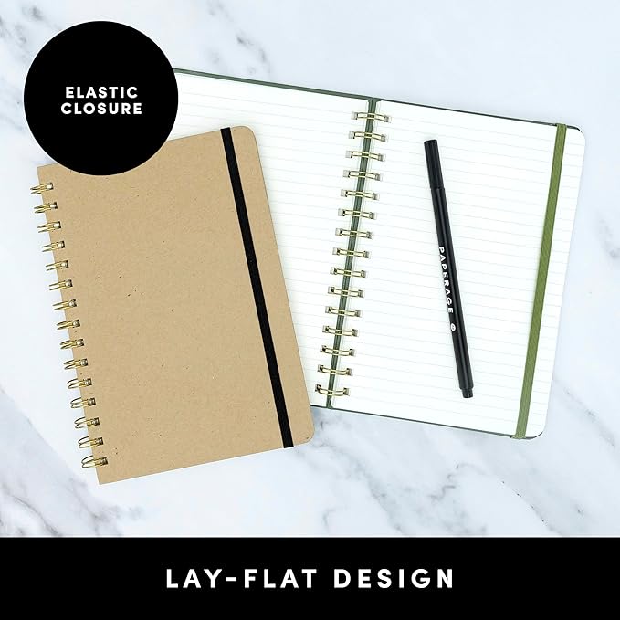 PAPERAGE Lined Spiral Journal Notebook, (Rainbow Stripe), 160 Pages, Hardcover Journal for Women & Men, Medium 5.5 in x 8 in - 100 GSM, Thick Paper, Spiral Notebook for Work, School & Journaling