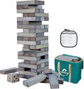 ApudArmis 54 PCS Tumble Timber Set Up to 3.2FT, Pine Wooden Tumble Tower Game with Dice and Scoreboard Set - Classic Block Stacking Board Game for Adults Teenagers (Gray)