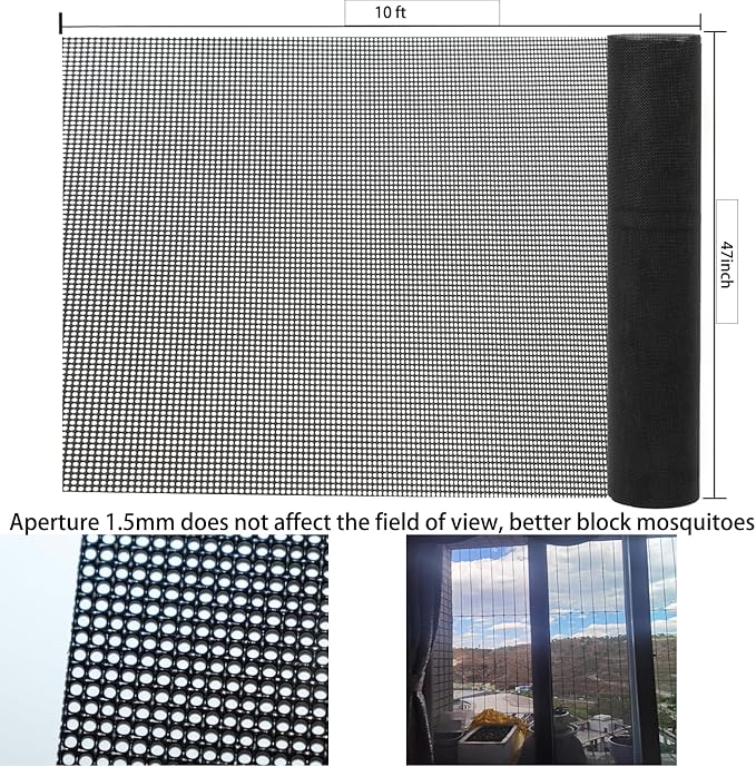 304 Stainless Steel Mesh Screen, 14 Mesh 304 Stainless Steel Security Screen, PVC Coated Heavy Duty 47inch x 118 inch Wire Mesh Window Screen Hardware Cloth Sturdy Metal Mesh Door Security Screen Mesh