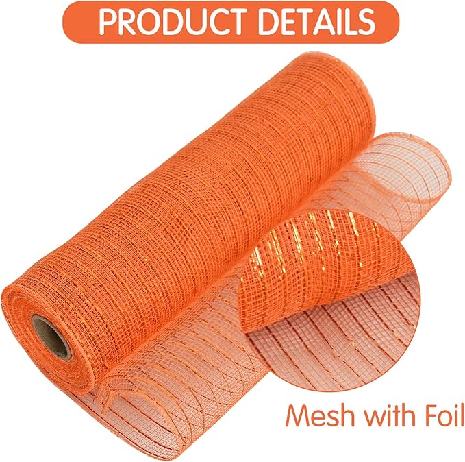 TONIFUL 10 Inch 3 Rolls Black/Orange/Purple Decorative Mesh Ribbons, Fabric Mesh for Tree Home Front Door Wreaths Decorations Supplies, for Halloween Decorations（3 Colors, 10yards/ roll）