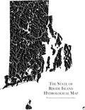 Muir Way Hydrological River Map of Rhode Island - Watershed Topographic Wall Art for Home, Office, or Travel Decor - Unframed Flat Paper Print, 24x30