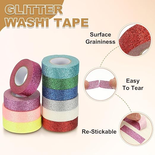 PATIKIL 1 Roll Glitter Paper Washi Tape, Washi Decorative Tape for Crafts, Navy