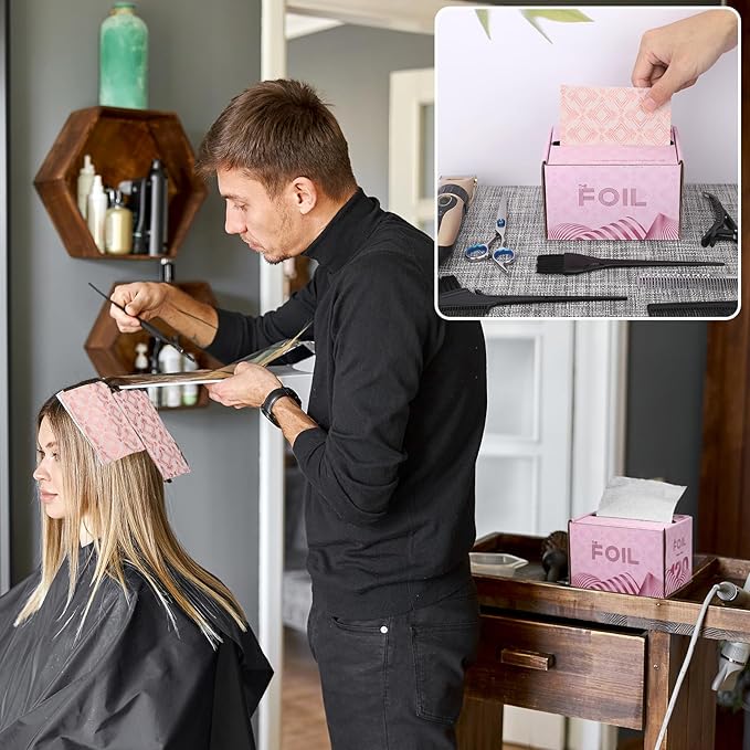 Segbeauty Embossed Foil Aluminum Roll, 164 ft Hair Foils Roll Aluminum Foil Hair Foils for Highlighting, Pink Foil Paper Tin Foil Sheets Hair Dye Tools for Hair Dye Hair Coloring Highlighting Services