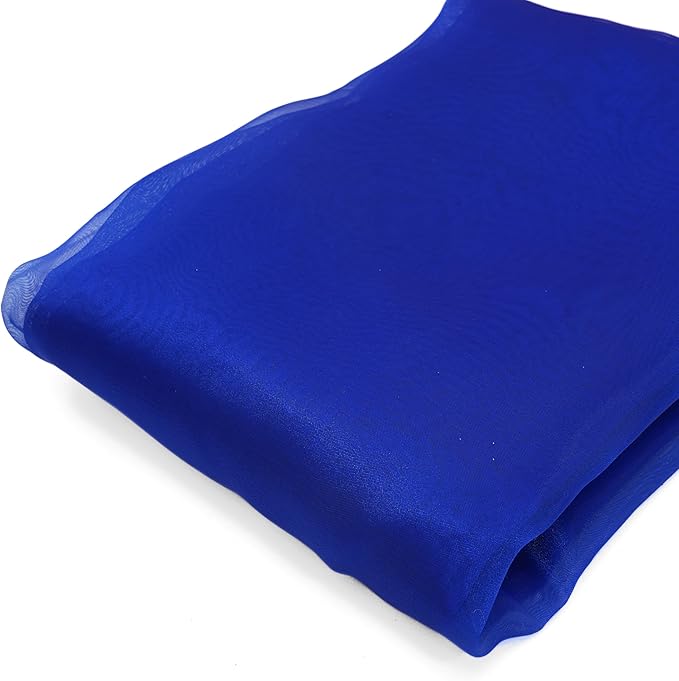 Organza Fabric 5 Yard Bridal Solid Sheer Organza Fabric Bolt for Wedding Dress, Fashion, Crafts, Decorations Silky Shiny Organza 44" - (5 Yard, Royal Blue)