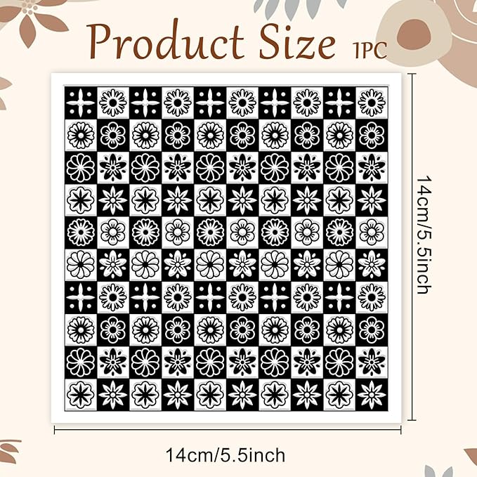 CHGCRAFT Lattice Pattern Polymer Clay Texture Sheets Geometric Flowers Silicone Texture Stamp Clay Texture Mat Modeling Pattern Pad Sheets for Jewelry and Earrings Tools, 5.5x5.5 inch
