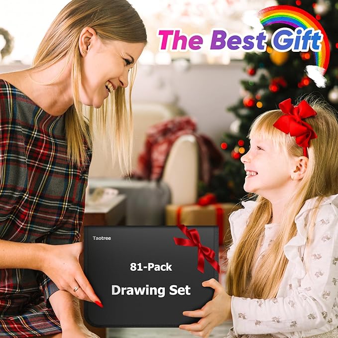 Taotree 81 Pack Art Supplies for Adults Kids Teen Artists Gifts, Pro Art Kit Drawing Pencils Set, Drawing Supplies Sketching Kit Sketch Book, Colored Graphite, Watercolor, Metallic, Charcoal Pencils