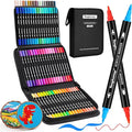 Tongfushop 72 Colors Acrylic Paint Markers, Dual Tip Acrylic Paint Pens with Brush Tip & Fine Tip, Wood Markers for Rock Painting, Wood, Canvas, Stone, Glass, Ceramic, DIY Crafts, Art Supplies