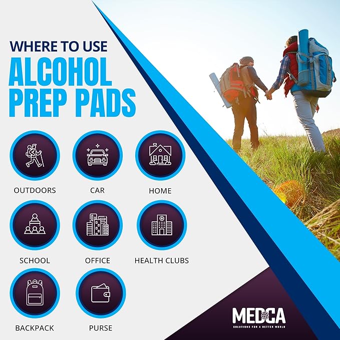 MEDca Alcohol Prep Pads, Sterile, Medium, 2-Ply (Pack of 300)