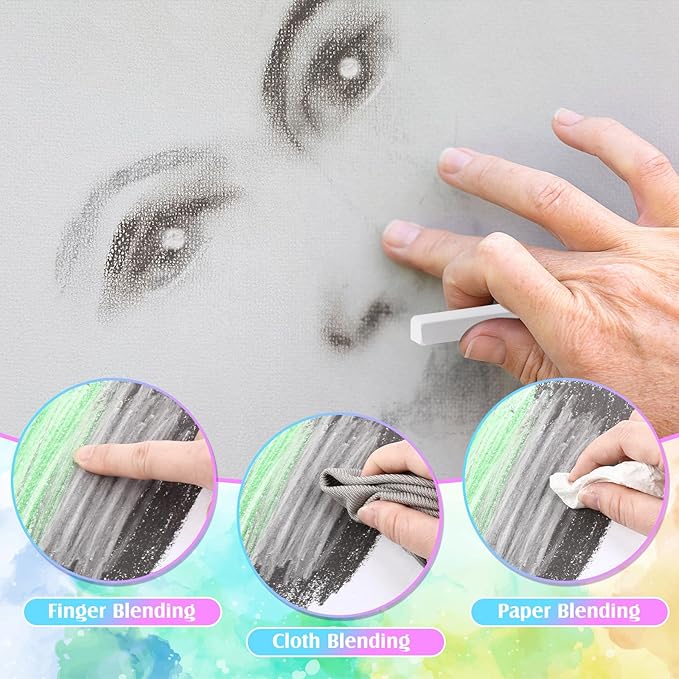 24 Pcs Soft Pastel Drawing Chalk Set Square Sketch Chalk Non-toxic Artist Pastel Sticks for Professional Artists Students and Art Lovers(White)