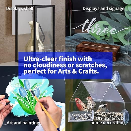 Art3d (2 Pack) 1/8" Thick Plexiglass Sheets - 16" x 20" PET Clear Sheets for Art Design，Craft Projects, Signs, DIY in Home, Wedding, Festival,Party,Office