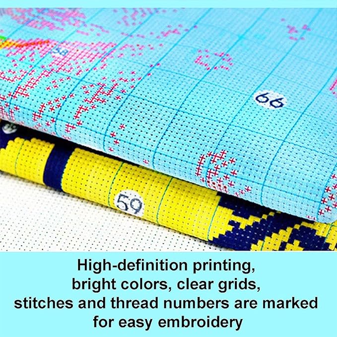 Foxdiviy Cross Stitch Kits - Colorful Birds 16x20 inch - 11CT Embroidery Patterns - Starter Kits for Beginners & Adults