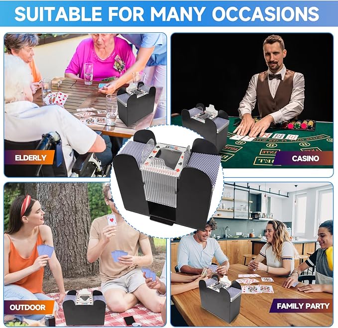 GSE Games & Sports Expert Automatic Card Shuffler for 6 Deck Cards, Battery-Operated Shuffler Machine for Playing Cards, Blackjack, Texas Hold'em, Canasta, Bridge, UNO Card Games