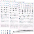 Self Adhesive Face Gems and Pearls for Makeup, Festival Jewels, Hair Gems Pearls, 3/4/5/6/8 mm Round Rhinestone Stickers for Face, Eye, Makeup, Body, Crafts 591Pcs (21_Laser Clear)