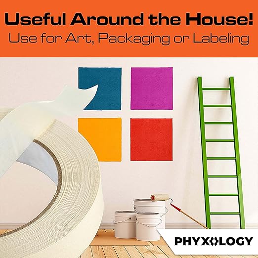 No-Residue 1 Inch, 60 Yard Masking Tape 6 Pk. Easy-Tear, Pro-Grade Removable Painters Tape Great for Home, Office, Commercial Contractor. Clean, Drip-Free Painting with Wide Crepe Paper Rolls