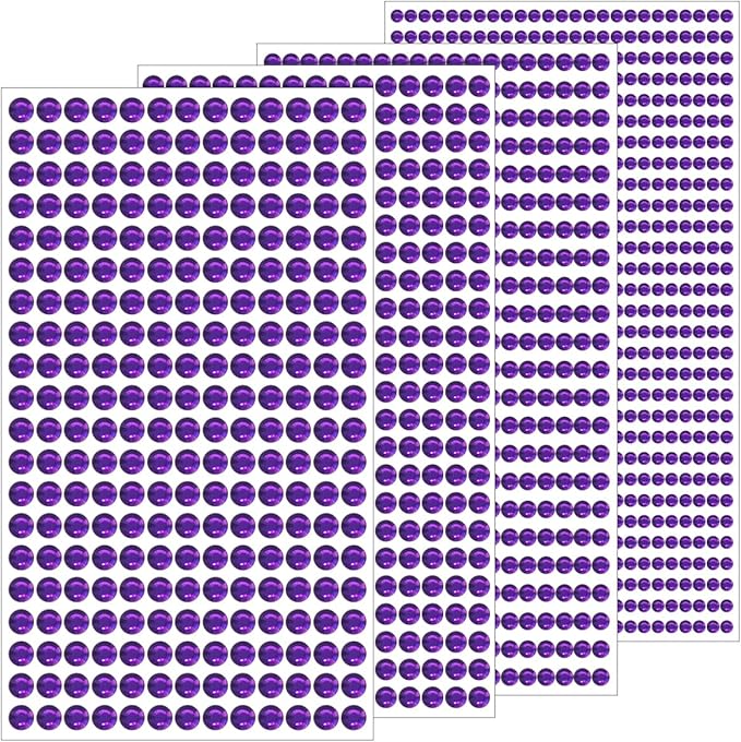 1799 Pcs 4 Sheets Rhinestone Stickers 3/4/5/6 mm Self Adhesive Rhinestones Gems for Face Eyes Makeup Hair Body (purple-3/4/5/6mm)