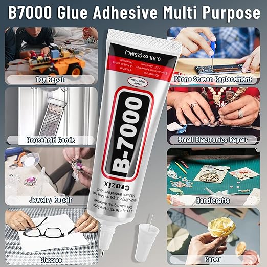B-7000 Craft Glue for Jewelry Making, Multi-Function B-7000 Super Adhesive Glues Liquid Fusion Glue for Rhinestones Crafts, Clothes Shoes, Fabric, Jewelry Making, Cell Phones (3x25 ml/0.9 oz)