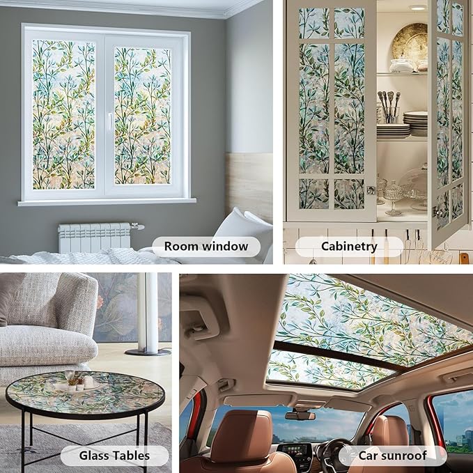 Finnez Window Privacy Film 3D Static Cling Window Film, No Glue Heat Control & 96% UV Blocking for Home Office, Decorative Frosted Glass Cover 35.4 Inch x 26.2 Feet