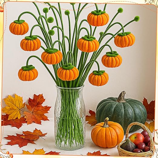 DaisyInner 700 Pcs Halloween Fall Pipe Cleaners Craft Bulk Pastel Chenille Stems Flower DIY Gradient Colored Fluffy for School Classroom Thanksgiving Christmas Party Supplies(Orange,Green)
