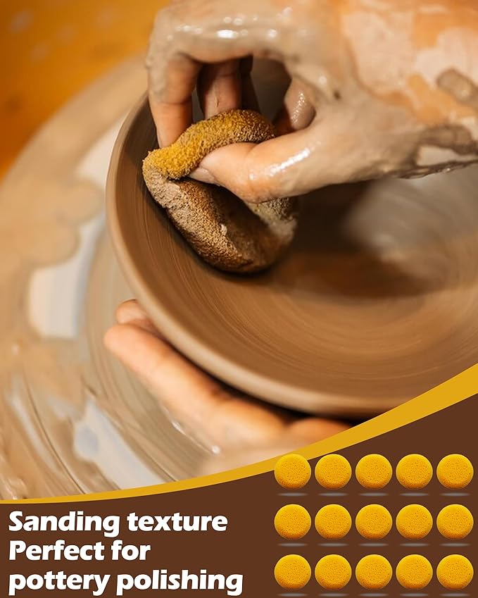 15Pcs Pottery Sponges for Clay 2.5inch, Sponge for Pottery and Cleaning Horse Saddle, Round Clay sponges for Pottery, for Kitchen Shoes Leather Care