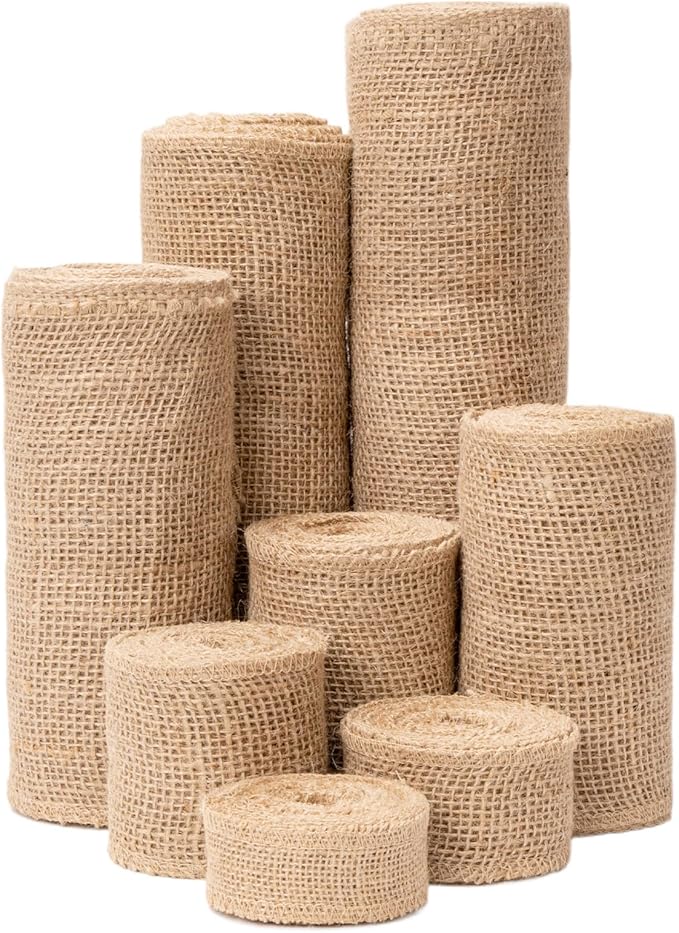 8 Inch Natural Burlap Fabric Roll 10 Yards, Jute Ribbon for DIY Gift Wrapping, Craft Projects, Wedding, Christmas, Home Decoration (20 cm, 8 in)
