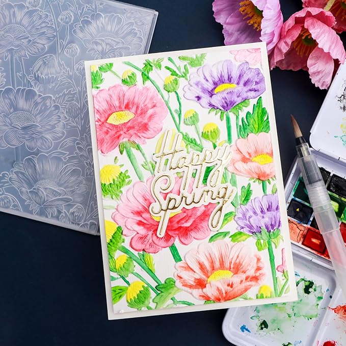 BAOFALI 3D Embossing Folder for Card Making Blossom Bloom Floral Textures Impressions Background Plastic Embossing Folders Template for DIY Scrapbooking and Other Paper Crafts Arts Supplies