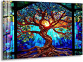 My Photostation.com 43Wx27H'' Stained Blue Life of Tree Glass Wall ArtTempered Glass Printing Wall Decor Large Wall Art Wall Hangings