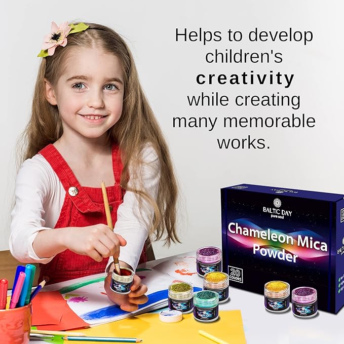 BALTIC DAY - Chameleon Mica Powder, 40 Jars of Color Shift Mica Powder Set - Chameleon Mica Powder for Resin - Chameleon Powder - Holographic Mica Powder