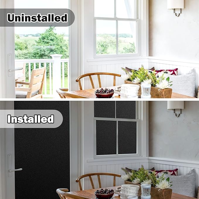 rabbitgoo Blackout Window Film, Sun Heat Blocking Privacy Cover for Glass, Removable Opaque Room Darkening Dark Black Out Window Covers Tint Shades for Home Day Sleep Light Blocker 29.5 x 78.7 Inches