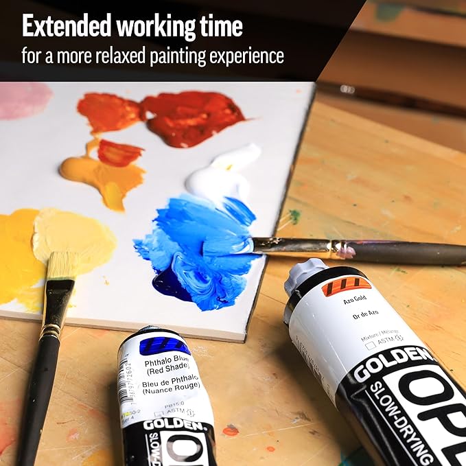 OPEN Slow-Drying Acrylics by GOLDEN, Anthraquinone Blue, 2 fl oz. tube, Professional Acrylic Paint, Semi-Transparent