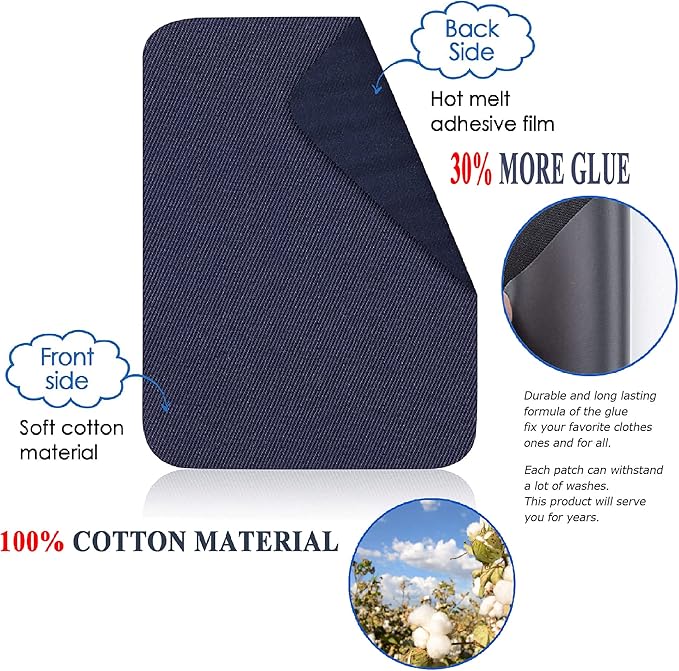 12PCS Fabric Iron on Patches Inside & Outside Strong Glue 100% Cotton Repair Patch for Clothes Pants Mending and Decorating, Army Green