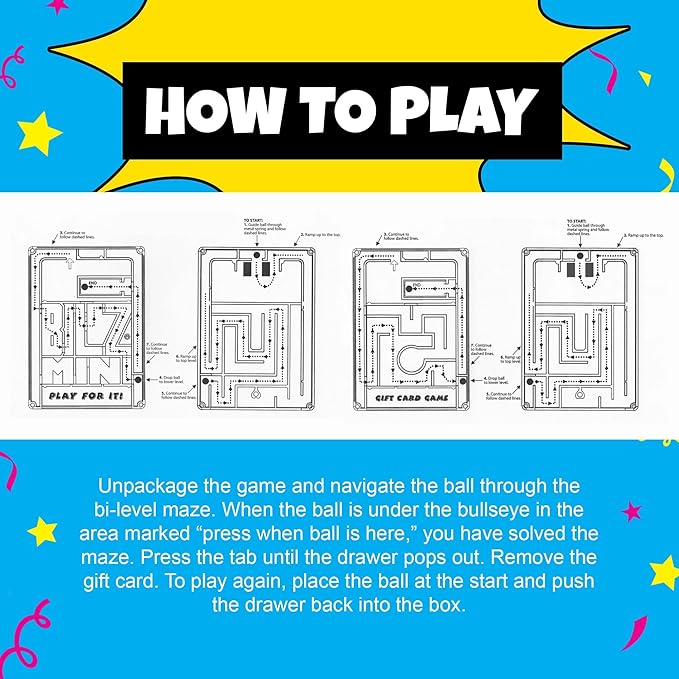 BILZ® Super Maze | Gift Card Puzzle Game for Ages 8+ | Made in USA | Easy Fun Setup | Fits Gift Cards, Cash (Folded), and Notes | Great for Graduations, Christmas, & Birthdays | 2 Pack